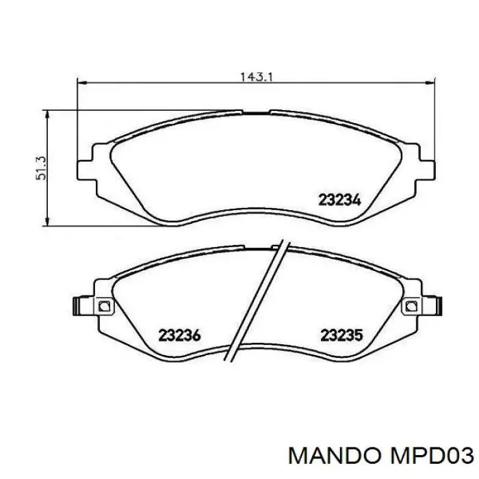 Колодки гальмівні передні, дискові MPD03 Mando