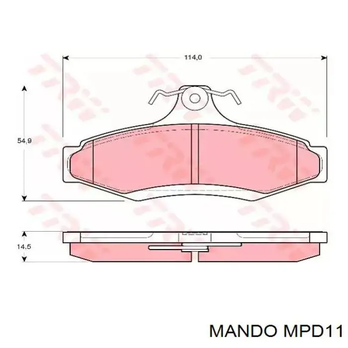 Задні гальмівні колодки Mando MPD11 ціна, від 12.29 USD