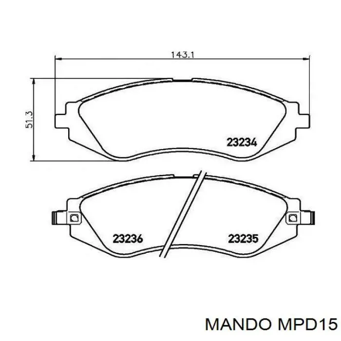 MPD15 Mando Передні гальмівні колодки