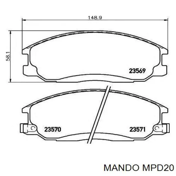 MPD20 Mando Передні гальмівні колодки