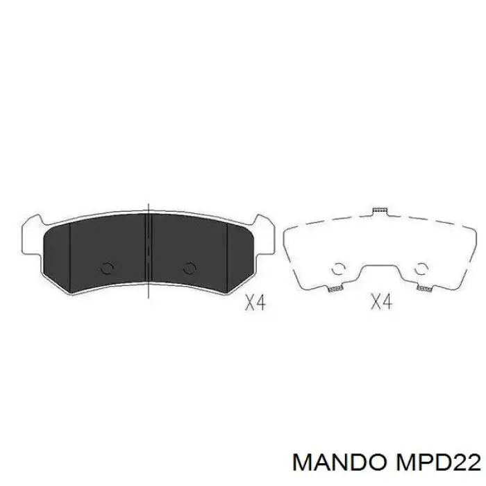 MPD22 Mando Колодки гальмівні задні, дискові