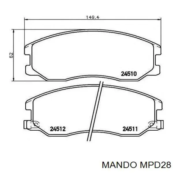 Колодки гальмівні передні, дискові MPD28 Mando