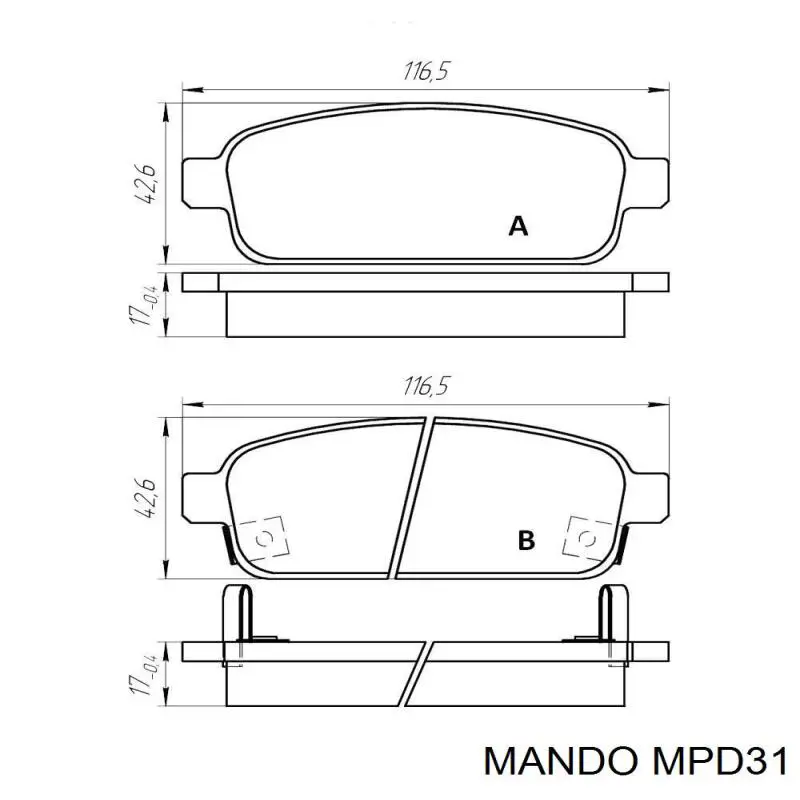 Колодки гальмові задні, дискові MPD31 Mando