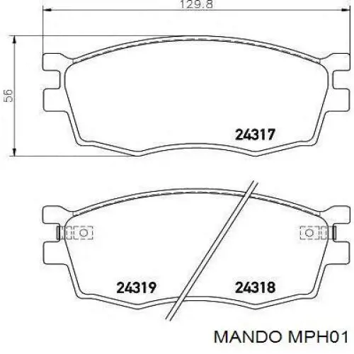 MPH01 Mando колодки гальмівні передні, дискові