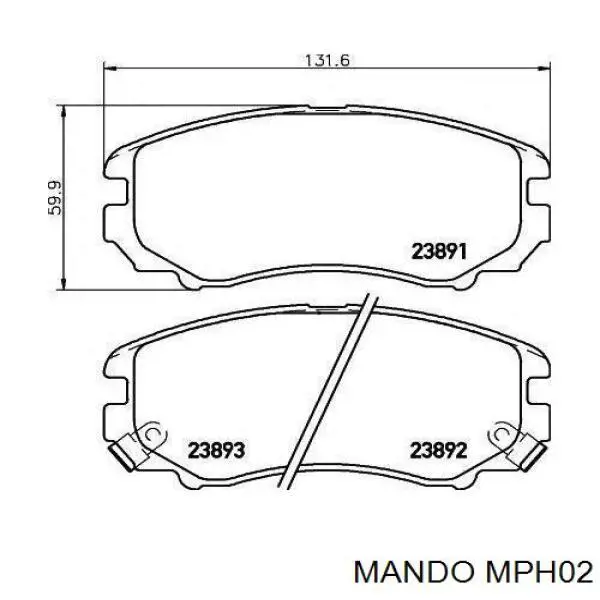 MPH02 Mando колодки гальмівні передні, дискові