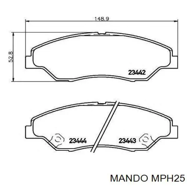 MPH25 Mando Колодки гальмівні задні, дискові