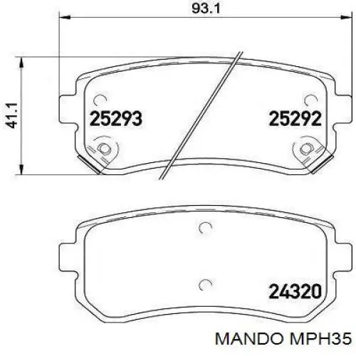 MPH35 Mando Колодки гальмівні задні, дискові