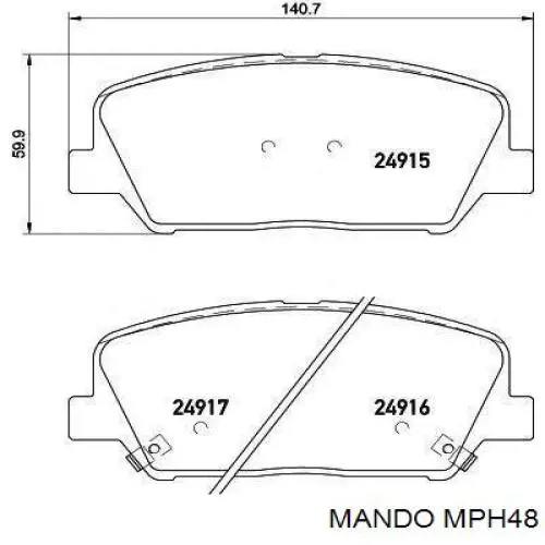Гальмівні колодки Mando MPH48 ціна, від 14.81 USD