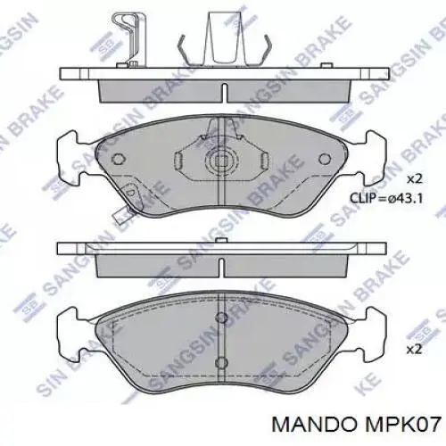 Купити MPK07 Mando Колодки гальмівні передні, дискові