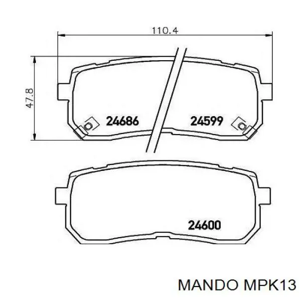 Купити MPK13 Mando Колодки гальмівні передні, дискові