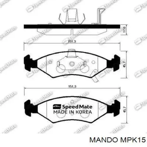 Купити MPK15 Mando Задні колодки