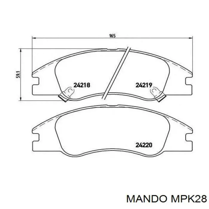 MPK28 Mando колодки гальмівні передні, дискові