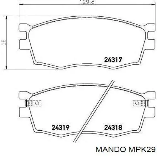 MPK29 Mando колодки гальмівні передні, дискові