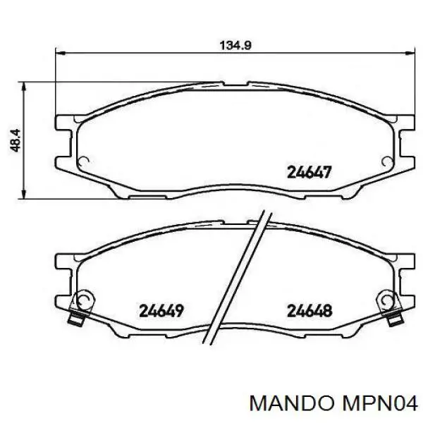 Колодки гальмівні передні, дискові MPN04 Mando