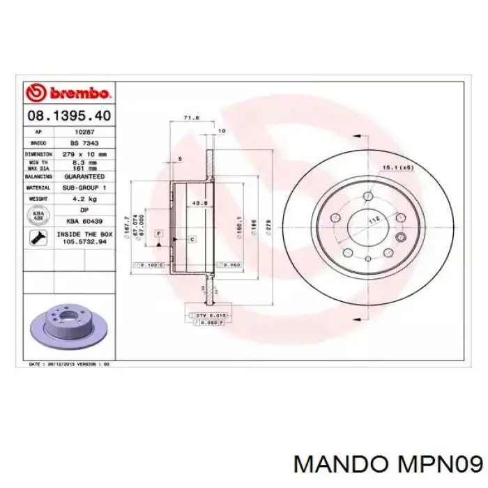 Передні тормозні колодки MPN09 Mando