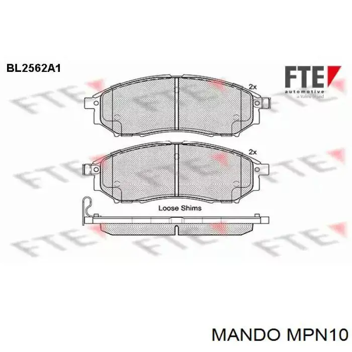 Купити MPN10 Mando Колодки гальмівні передні, дискові