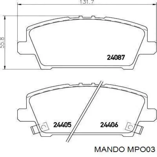 Купити MPO03 Mando Колодки гальмівні передні, дискові