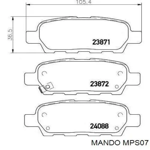 MPS07 Mando Колодки гальмівні задні, дискові