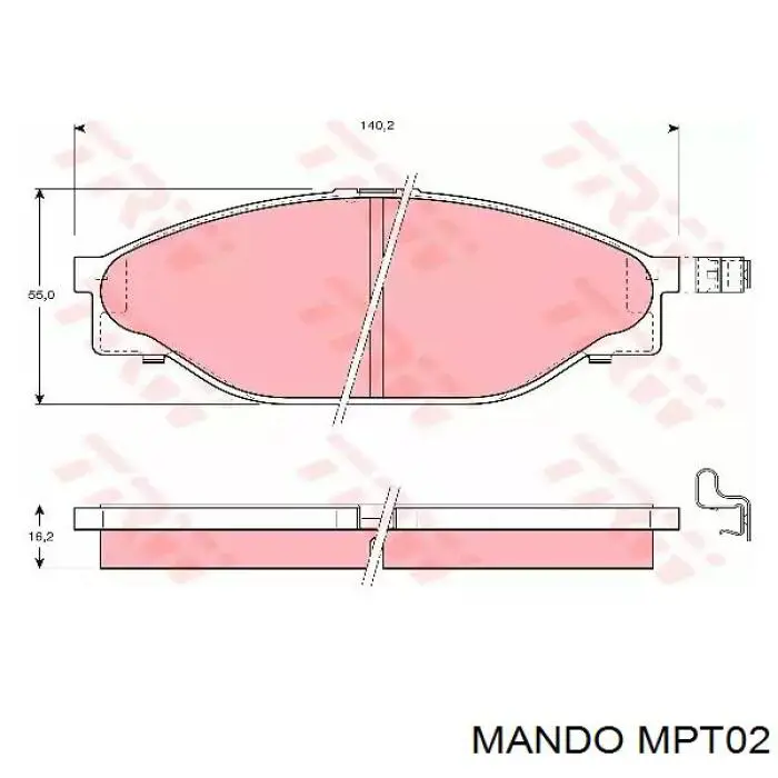 Тормозні колодки Mando MPT02