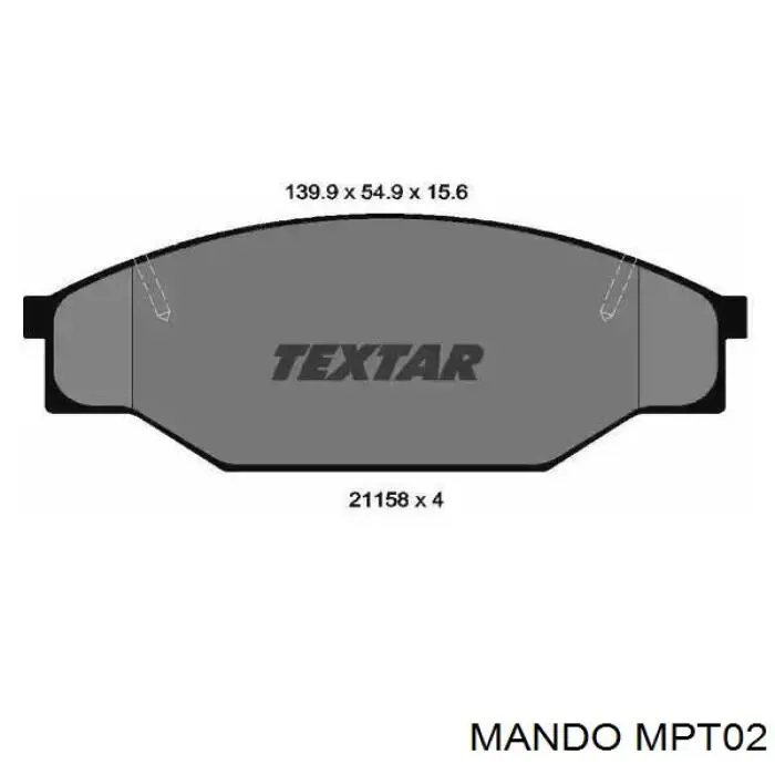 MPT02 Mando Передні гальмівні колодки