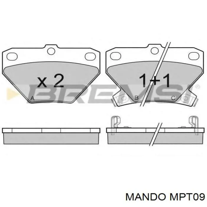 MPT09 Mando колодки гальмові задні, дискові