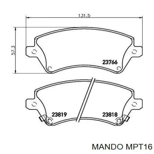 MPT16 Mando колодки гальмові задні, дискові