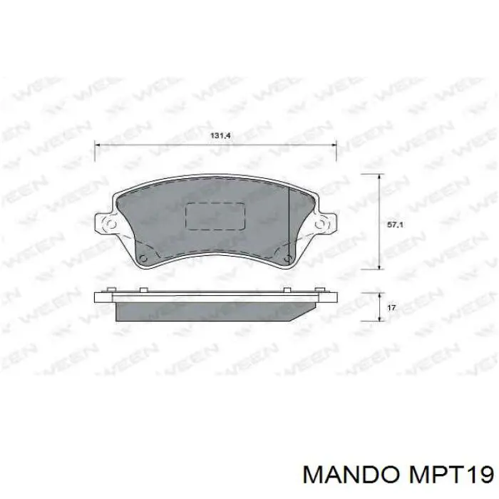 MPT19 Mando колодки гальмівні передні, дискові