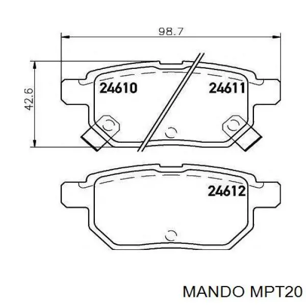 MPT20 Mando Колодки гальмівні задні, дискові