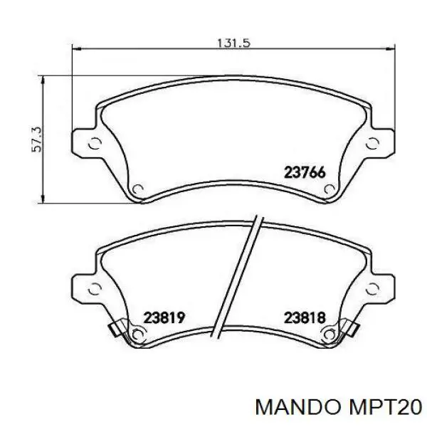 MPT20 Mando колодки гальмові задні, дискові