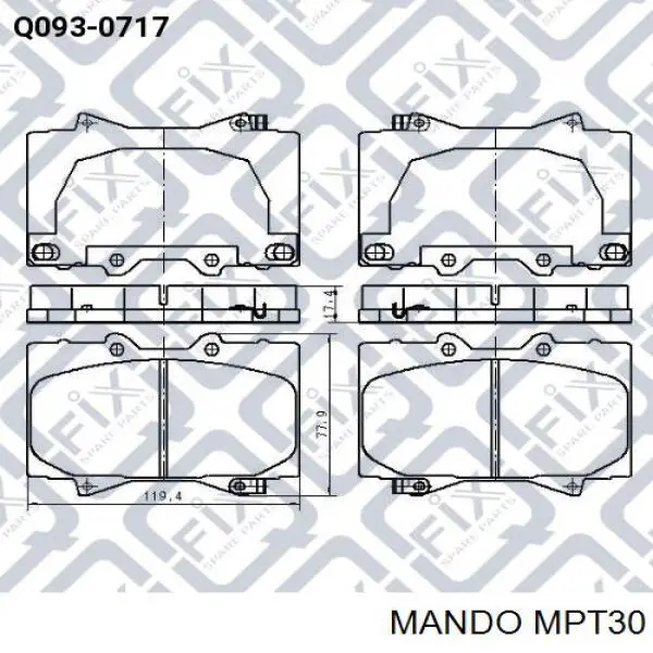 MPT30 Mando Передні гальмівні колодки