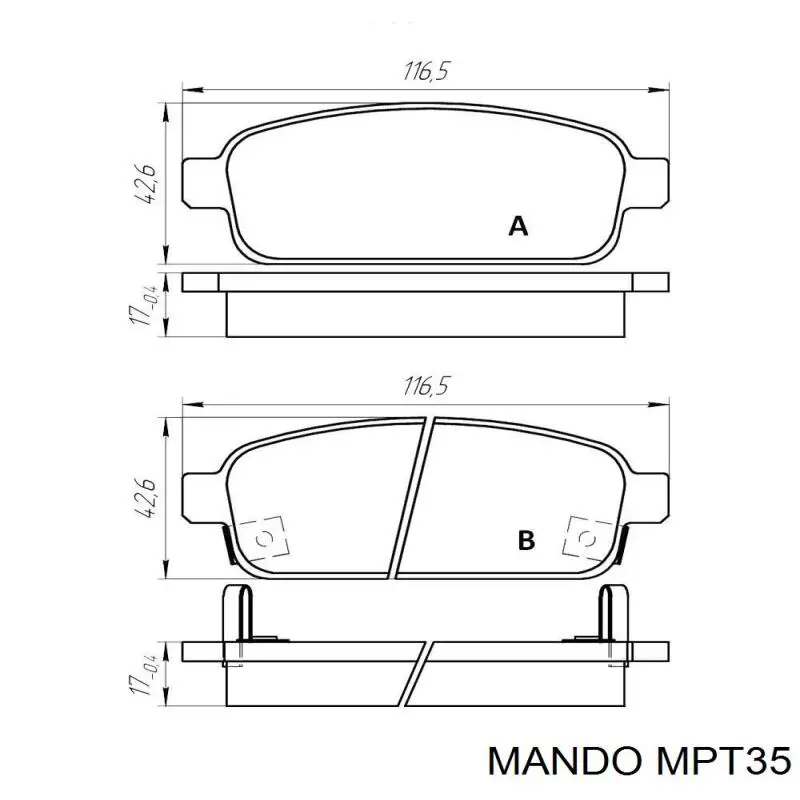 Задні гальмівні колодки MPT35 Mando