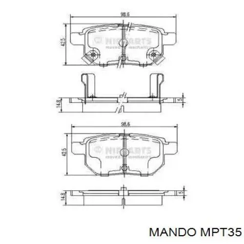 MPT35 Mando Колодки гальмівні задні, дискові