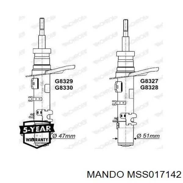 Амортизатор передньої підвіски, лівий Mando MSS017142 ціна, від 53.11 USD