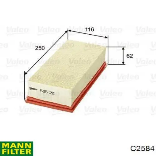 Повітряний фільтр C2584 Mann-Filter