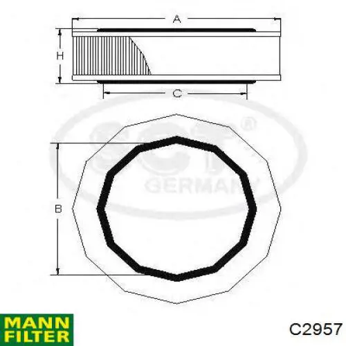 Елемент повітряного фільтра Mann-Filter C2957 ціна, від 6.56 USD