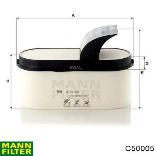 Елемент повітряного фільтра Mann-Filter C50005 ціна, від 129.42 USD