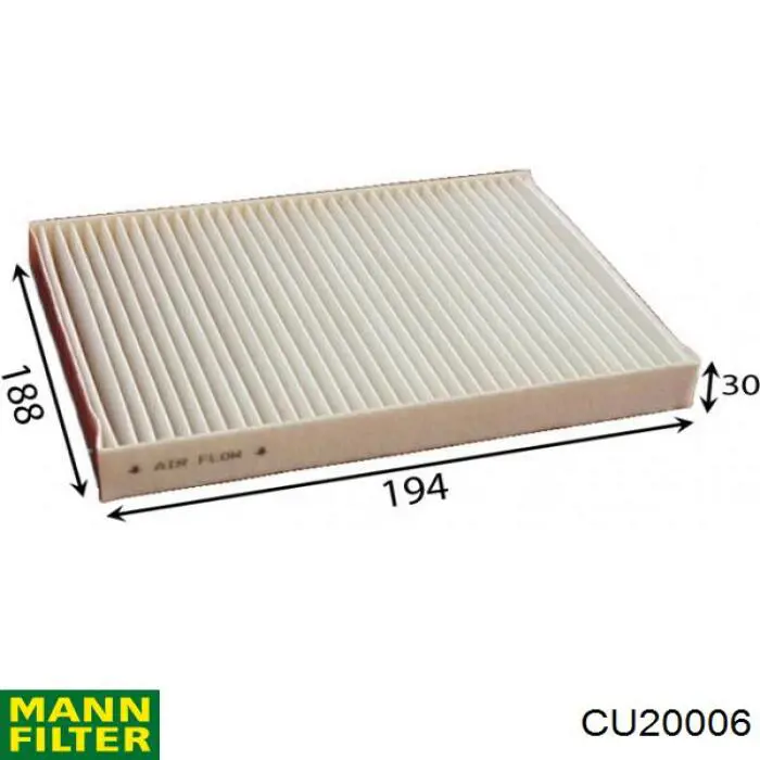 Купити CU20006 Mann-Filter Фільтр салону вугільний