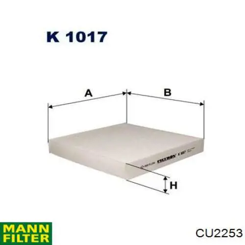 Фільтр повітряний обігрівача Mann-Filter CU2253 ціна, від 5.24 USD