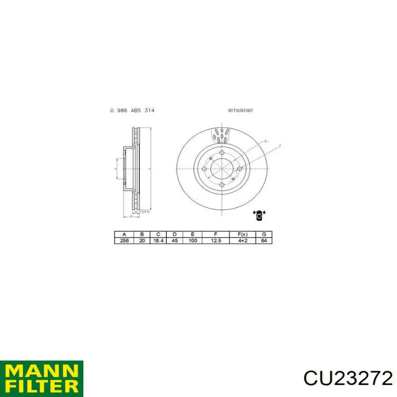 CU23272 Mann-Filter Внутрішньосалонний фільтр