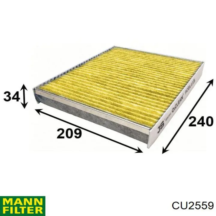 Купити CU2559 Mann-Filter Фільтр салону вугільний