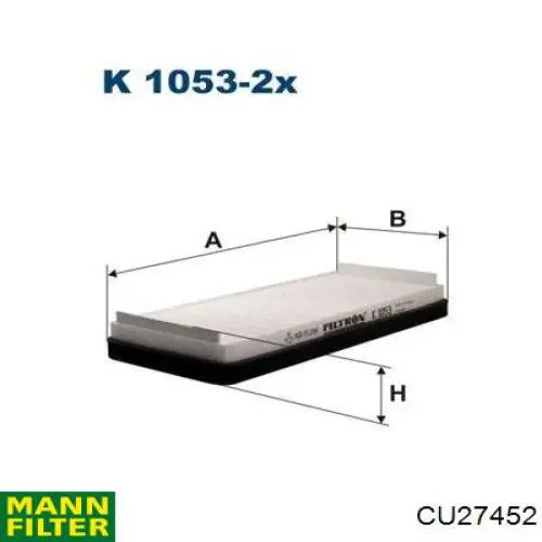 Купити CU27452 Mann-Filter Фільтр салону вугільний