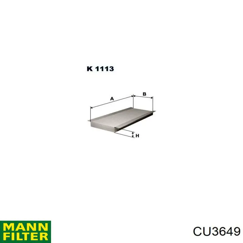 Купити CU3649 Mann-Filter Фільтр салону вугільний