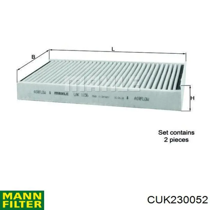 Повітряний фільтр салону Mann-Filter CUK230052