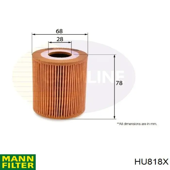 HU818X Mann-Filter Фільтр масла