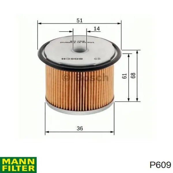 Купити P609 Mann-Filter Фільтр-відстійник палива грубої очистки
