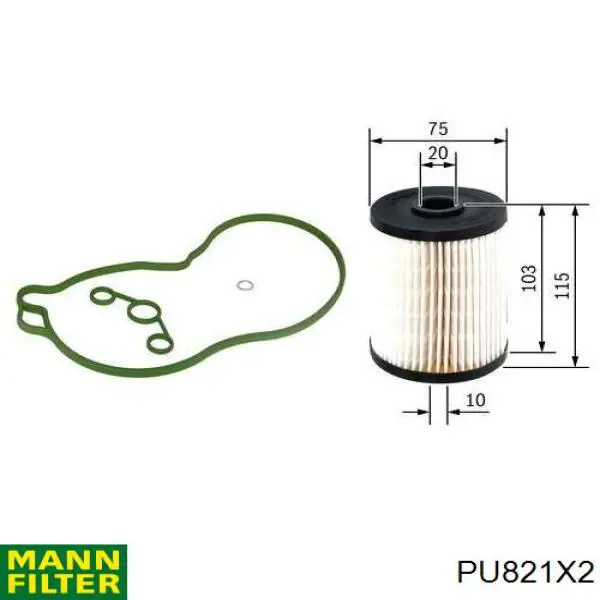 Купити PU821X2 Mann-Filter Фільтр-відстійник палива грубої очистки