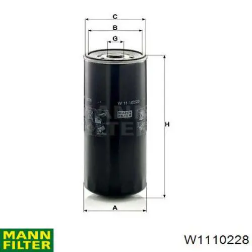 Масляний фільтр двигуна Mann-Filter W1110228 ціна, від 38.94 USD