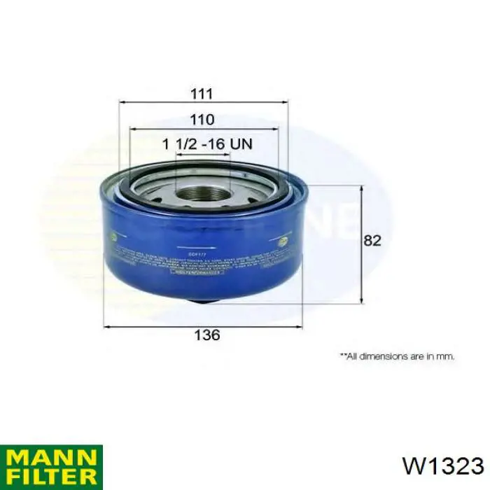 Фільтр масляний Mann-Filter W1323
