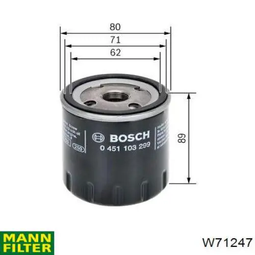 Масляний фільтр двигуна Mann-Filter W71247 ціна, від 5.88 USD