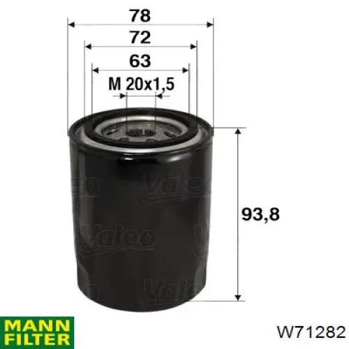 Масляний фільтр двигуна Mann-Filter W71282 ціна, від 9.41 USD